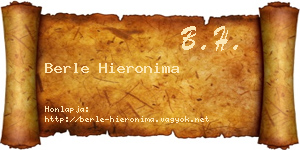 Berle Hieronima névjegykártya